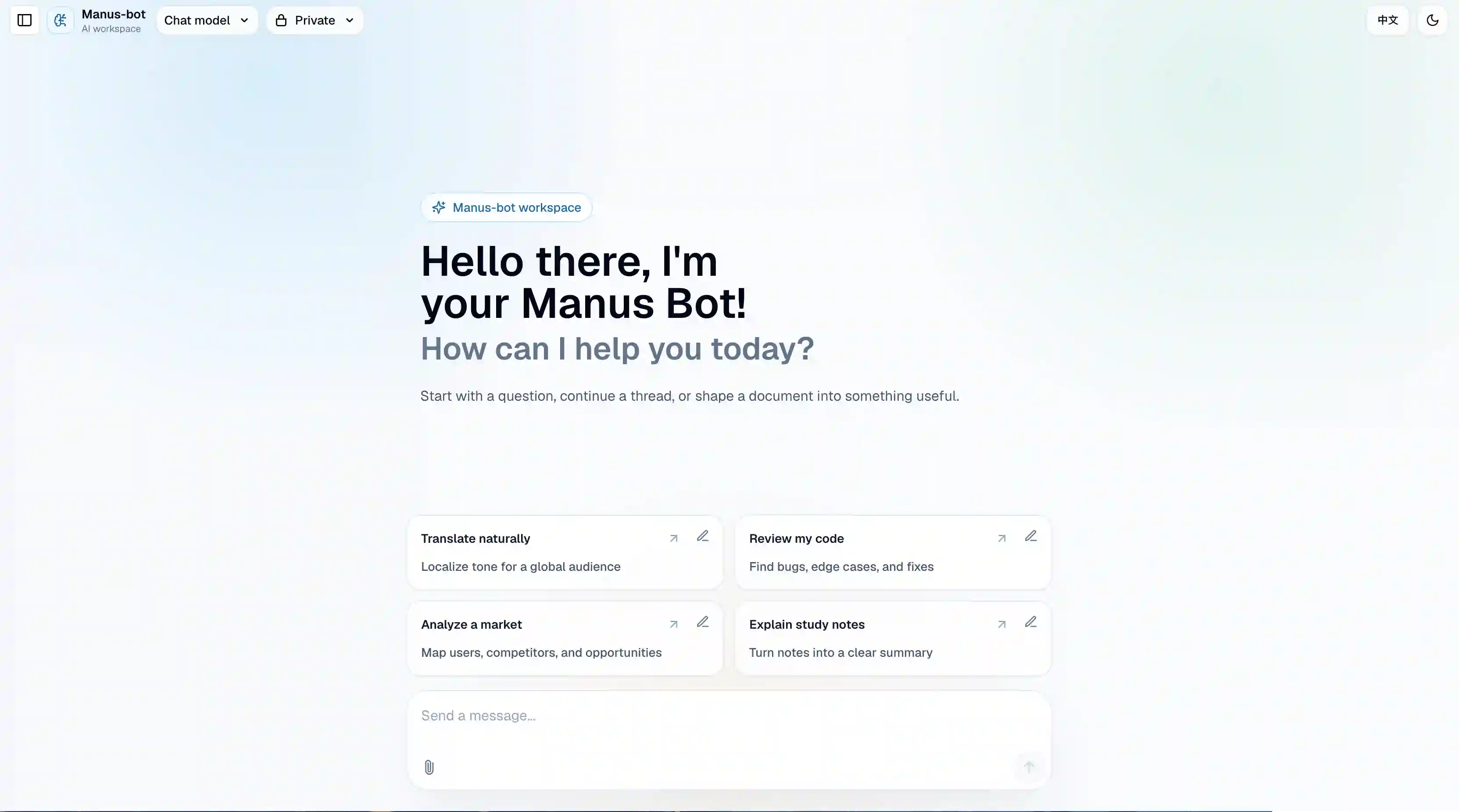 Manus-Bot home